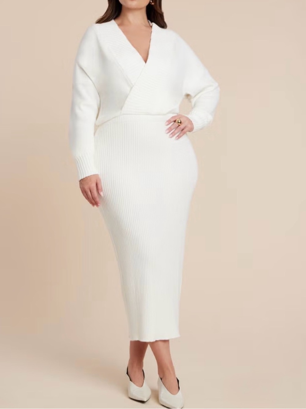 Eloquii White Ribbed Sweater Dress Plus Size 14/16 NWT New Never Worn
